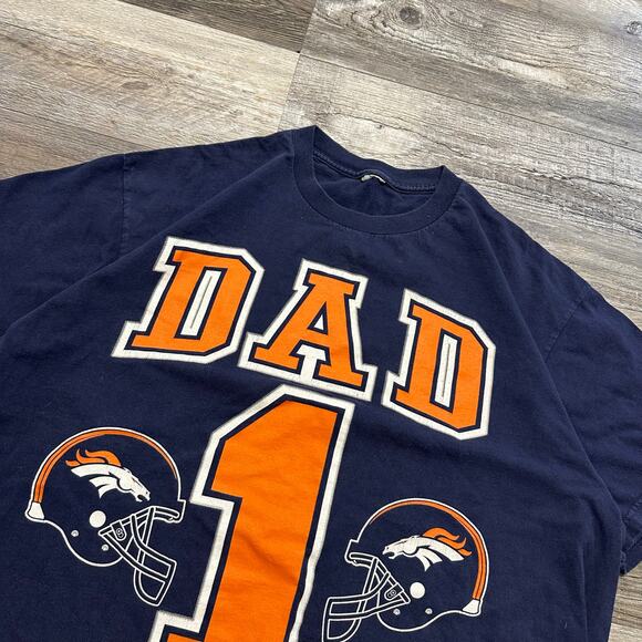 Denver Broncos T-shirt Vintage 90s #1 Dad Ridell Blue Orange Mens XL Football - Picture 2 of 8